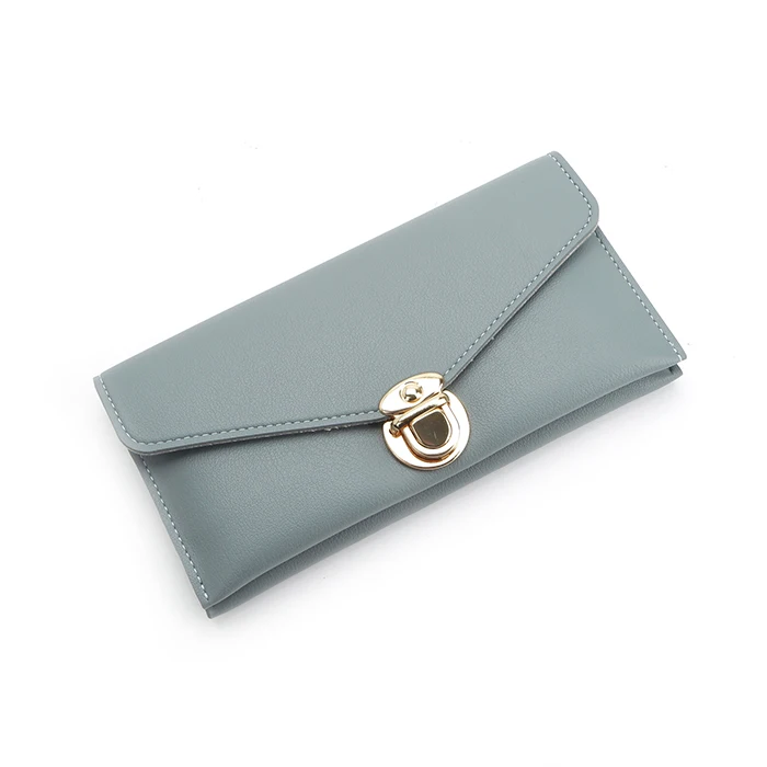 #9288 Zero customs carteras wholesale new arrival fashion elegant design slim double sided PU ladies purse leather wallet women