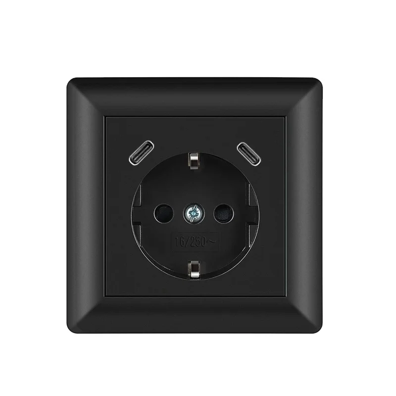 Wholesale OEM System 55 German Socket PD 18W Quick Charge Flush-Mounted Dual Type-C/USB-C Schuko USB Wall Socket