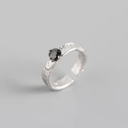 Custom S925 Sterling Silver INS Diamond Irregular Foil Paper Grain Design Ring