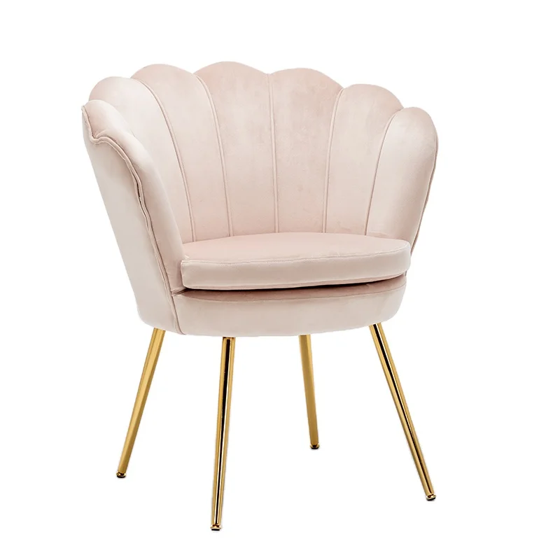 Light pink velvet fabric Accent Chair LOTUS shape