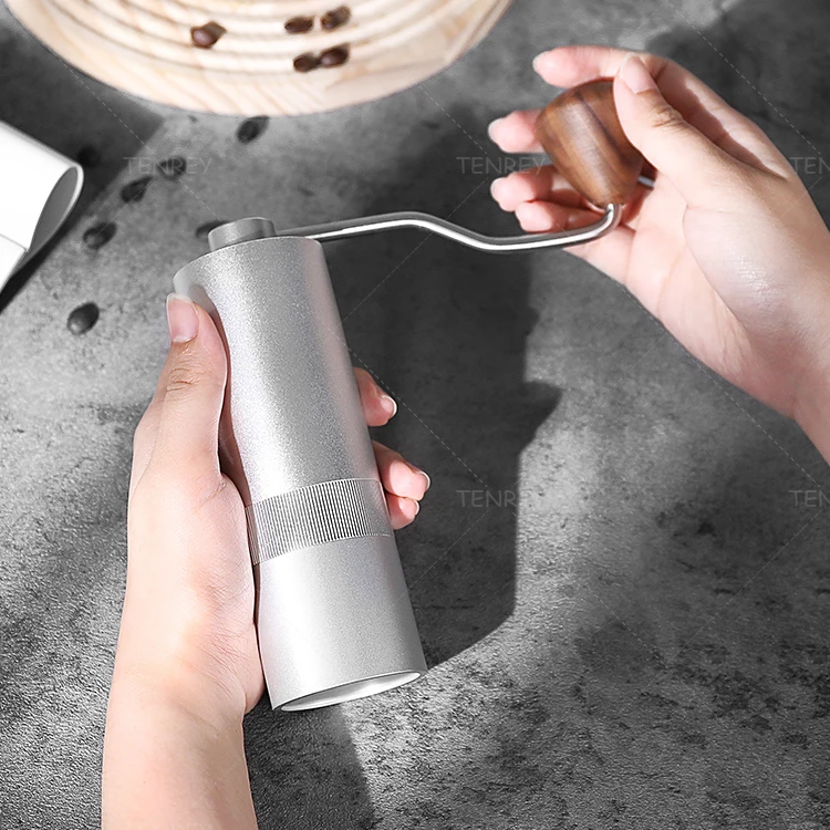 Tenrey Portable Steel Burr Manual Coffee Grinder Hand Coffee Bean Grinder