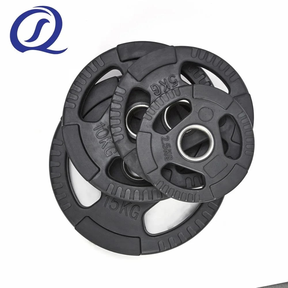 Черный три ручки с резиновым покрытием пользовательские тренажерный зал Чугун Вес подъема пластины