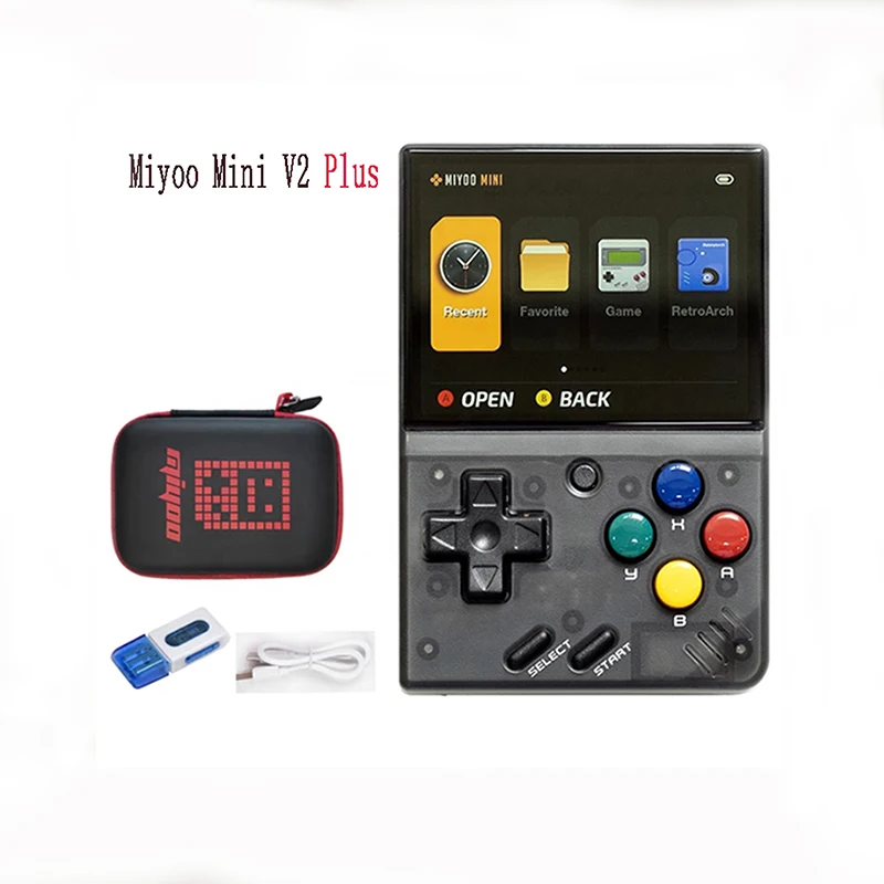 MiYoo V2 Plus Version 32gb Portable New Consola 3.5 Ips Display Video Gaming Black Case Retro Console Handheld Game Miyoo 2 PLUS