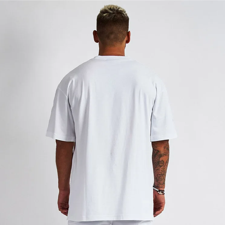 Boxy Hip Hop 250 Gsm Drop Shoulder Graphic Heavyweight Tshirts Luxury Blank Heavy Cotton Custom Streetwear Oversized T-Shirt Men