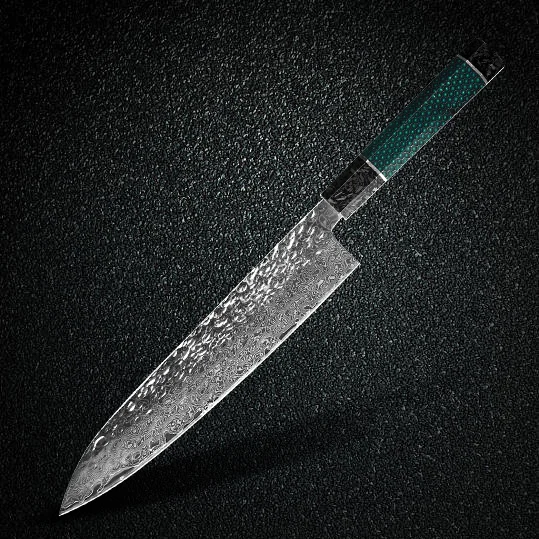 Elegant G10 Handle 9.5 inch Kitchen Sushi Knife Hammered Forged Slicing knife Japanese Damascus Steel Chef Knives