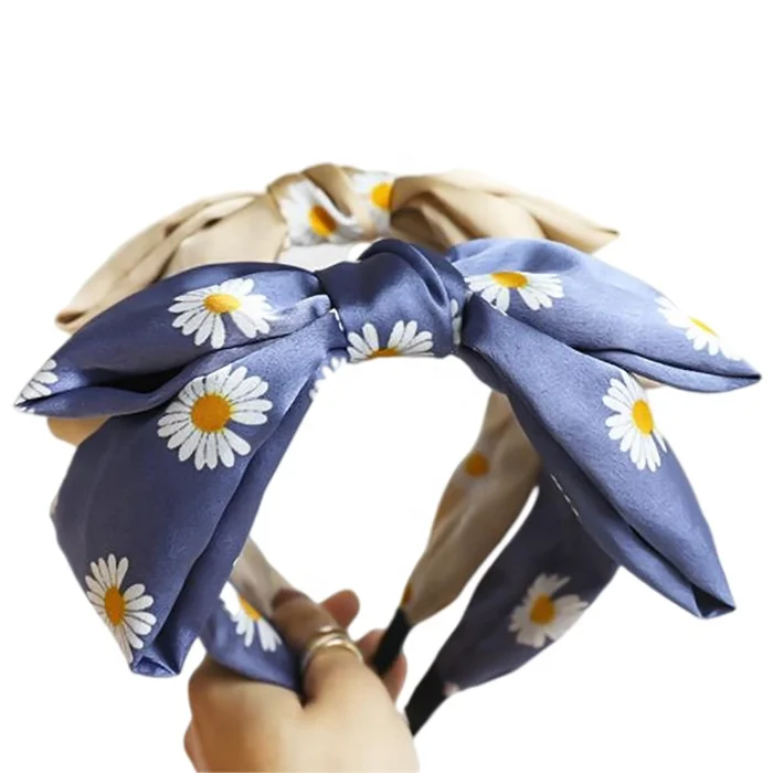 Four seasons general daisy bow fabric hairband, small fresh and popular girls face hair band, Yiwu flower headband