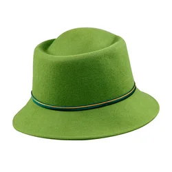 LiHua High Quality Customized Women Wholesale Ladies Hats Green Wool Felt Fashion Hat