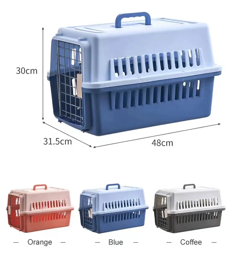 New Luxury Small Pet Flight Case for Cat and Dog Portable Breathable Plastic and Metal Cage with Animal Pattern for Going out