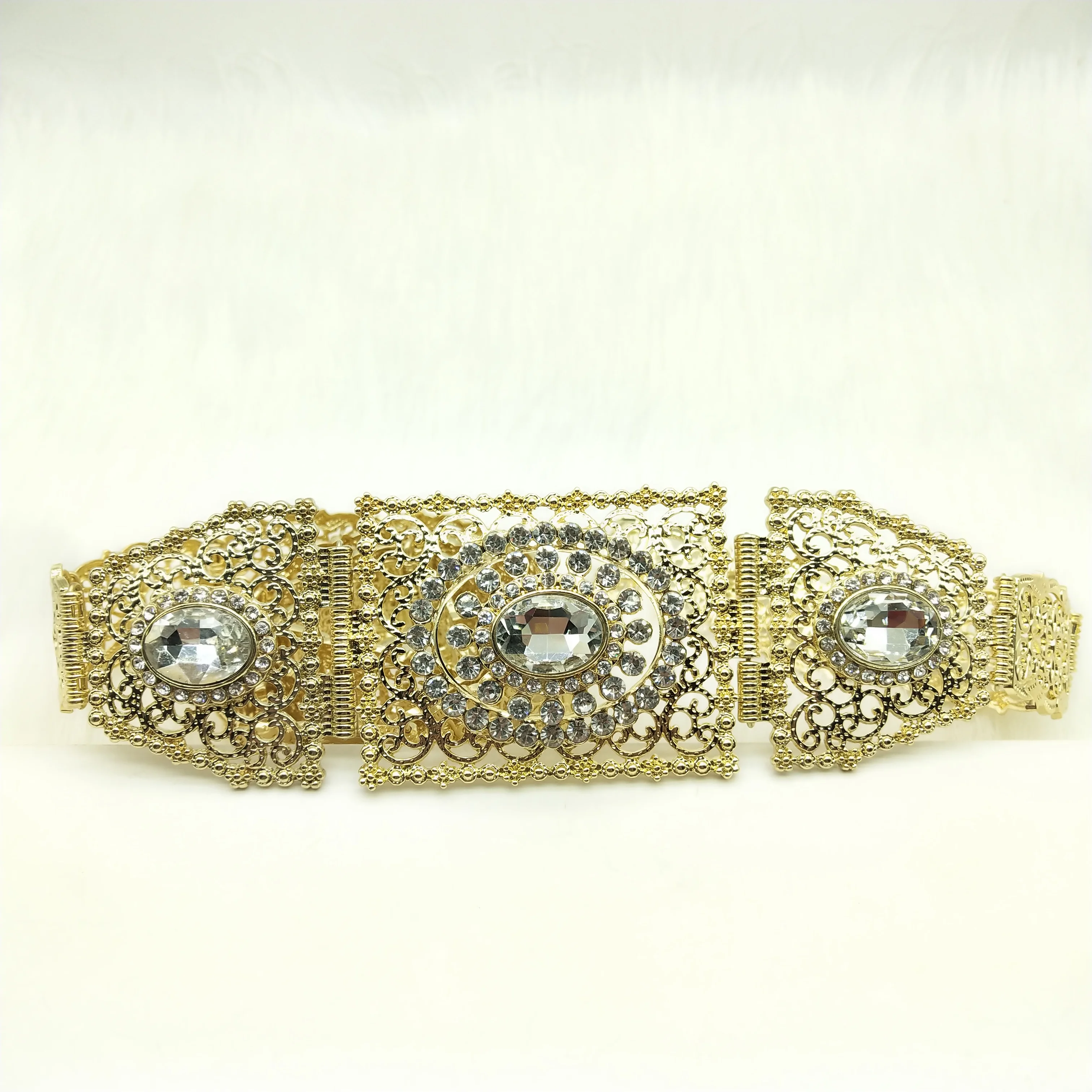 R Manufacturers wholesale custom Arab national wedding bride belt full of rhinestone adjustable length Moroccan belt