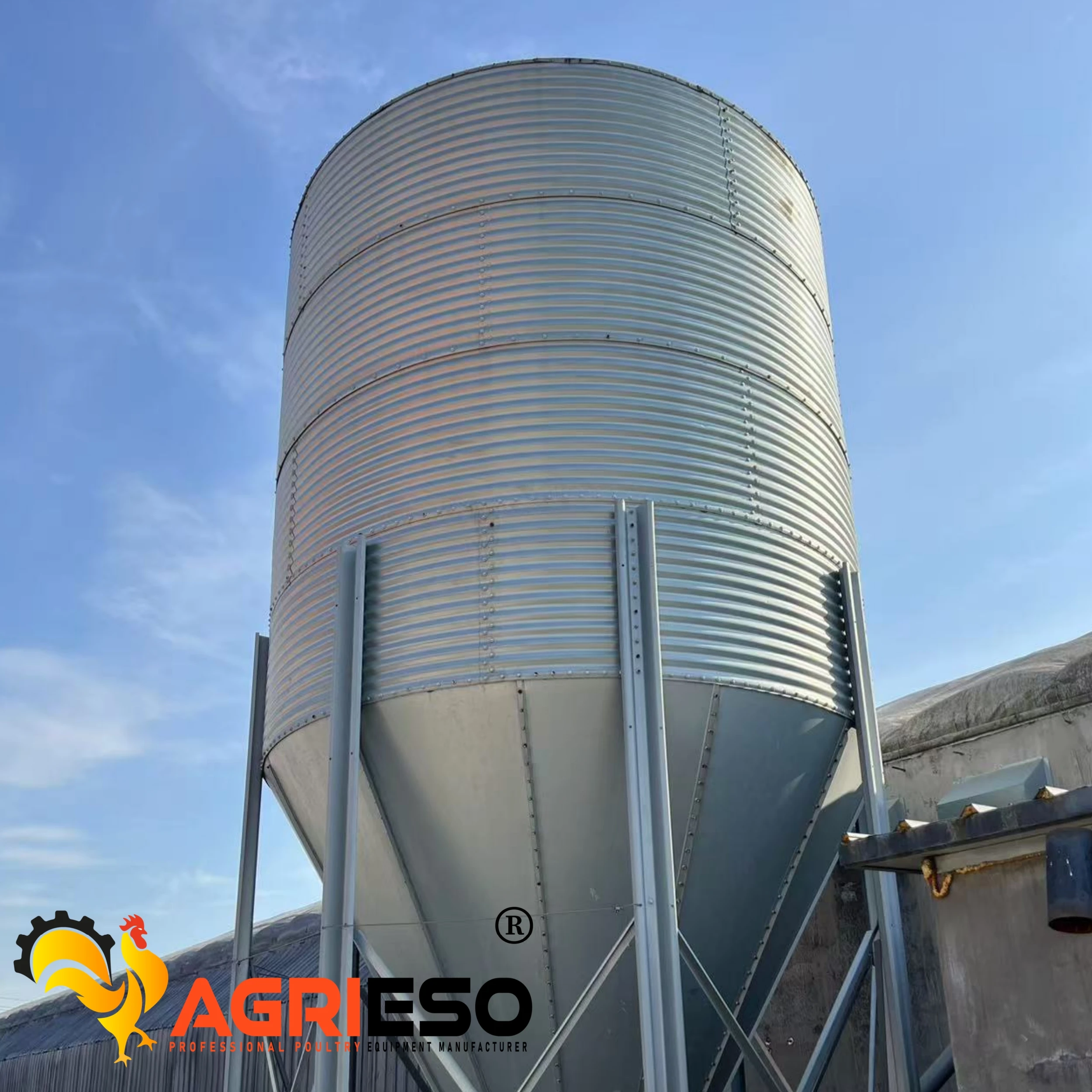 Agrieso AGS36-2 Layer 21.3 Ton High Quality Poultry Farm Chicken Barn Feed Hot Galvanized Fresh Food Keeping Grain Storage Silo
