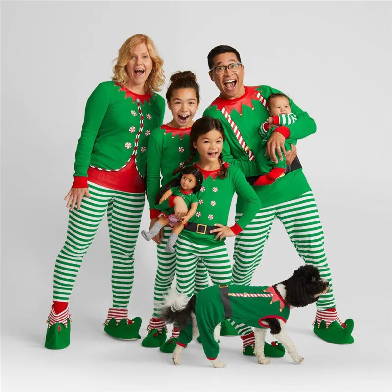
Factory direct selling high quality striped print home wear family wear Pajama Christmas suit 
