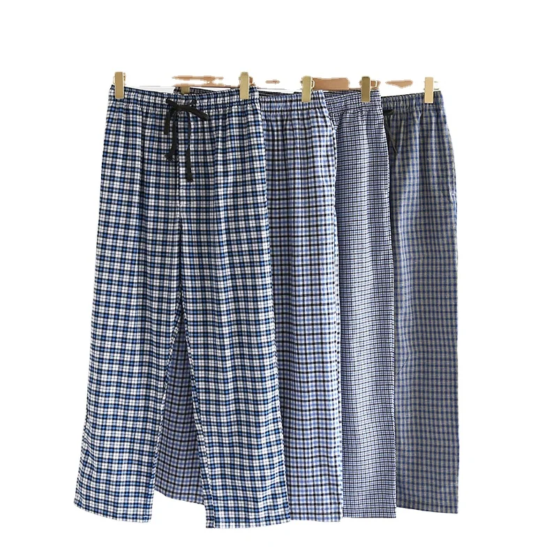 MAIDIHUI свободные клетчатые пижамы для мужчин, Весенняя Молодежная японская клетчатая хлопковая Домашняя одежда, свободные брюки, можно носить, одежда для сна