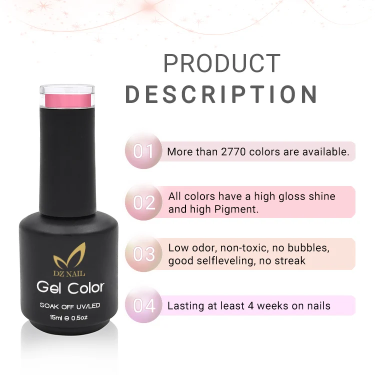 DZ Gel Wholesale Nail Supplies Custom Logo Private Label 7.5 ml Color Vegan Organic Create UV Nail Gel Polish