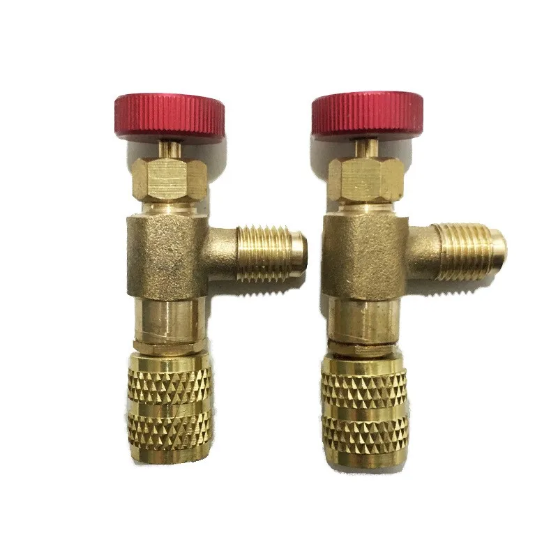 Brass Fluorine Liquid Safety Valve R410 R22 Refrigerator Refrigeration Charging Valve 1 / 4  5 / 16