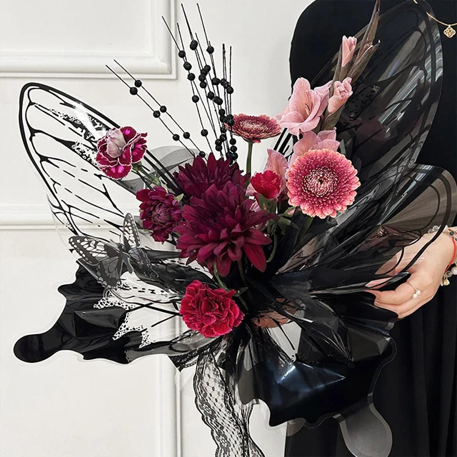 butterfly style wrapper bouquet OPP plastic transparent printing waterproof florist  packaging gift flower floral wrapping paper