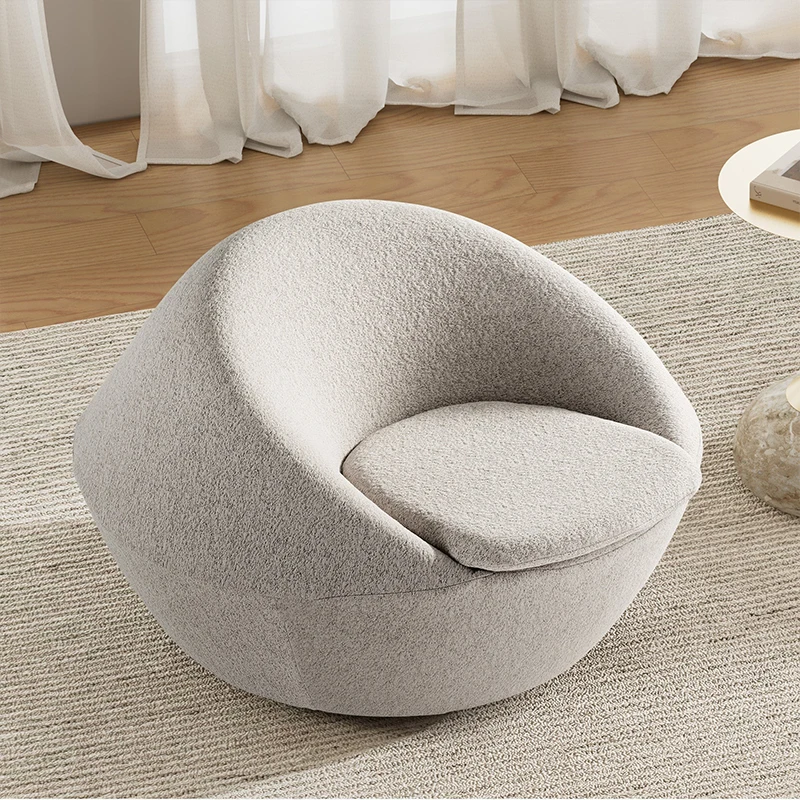 Wholesale Nordic Living Room Hotel Fabric Comfortable Upholstered White Accent Relaxing Round Lounge Single Sofa Leisure Chair