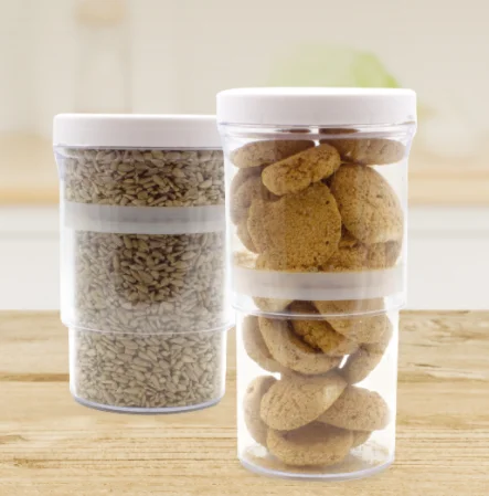 2IN1 SMART STORAGE JAR  Plastic Jars with Screw Top Lids Food Storage Container Transparent Portable Grain Jar