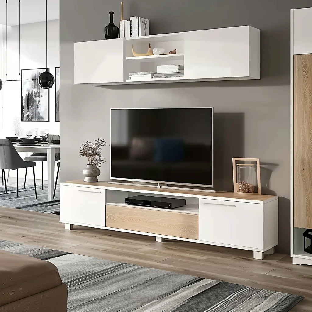 Modern Minimalist Luxury TV Stand with Extendable Feature and Storage for Home Bedroom Apartment or Hall TV Cabinet