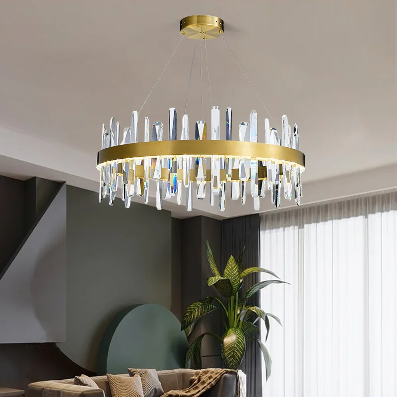 Wholesale Modern Indoor Living Room Dinning Room Oval Decoration Stainless Steel Crystal Led Chandelier Pendant Lamp