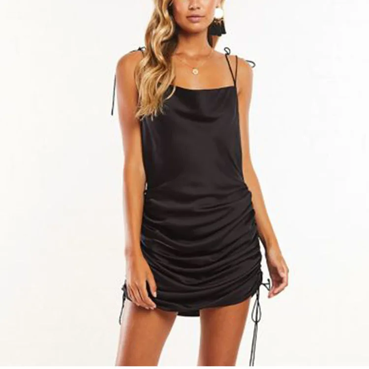 Summer fashion women clothes sexy satin slip silk dress