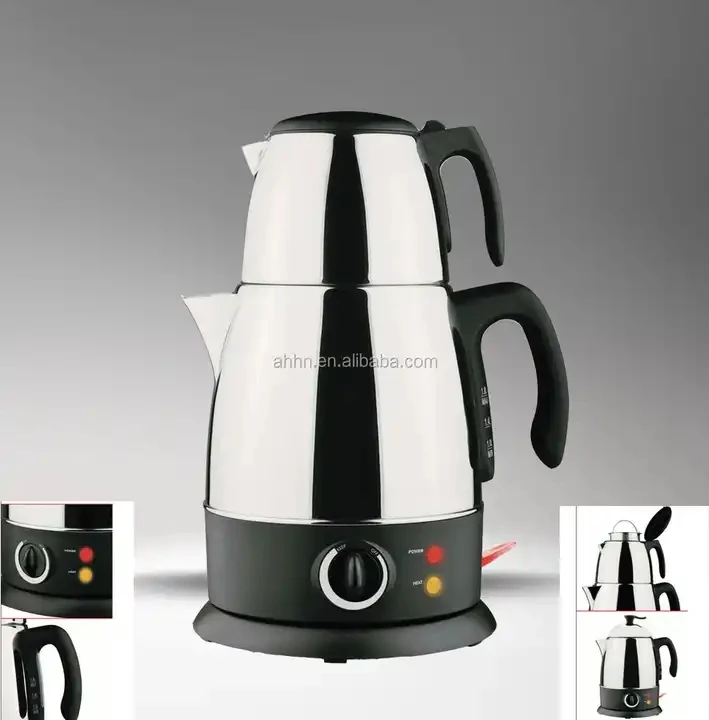 Traditional Turkish Electric Teapot with Kettle, Electric Tea maker, Electric Teapot Set