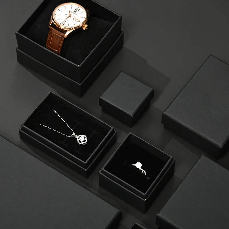 Creative black kraft jewelry box watch necklace ring jewelry box retro holiday gift box for packaging