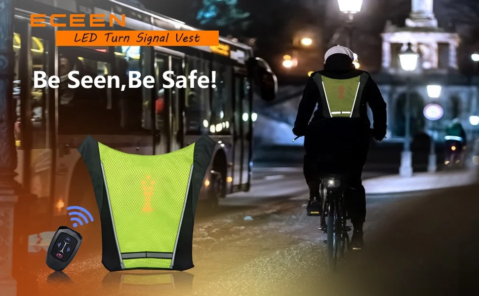 LED turn signal light bike cycling backpack for outdoor night sports 18cm amber led turn signal lights black safety vest