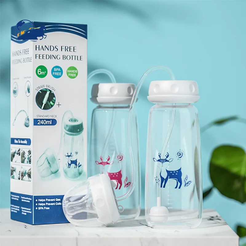 New hot-selling baby hands-free standard caliber 240ml baby bottle free hands bottle pp bottle baby water