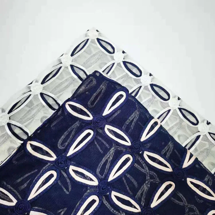 
 C-514 2 тона 3D платье с тесьмой на вышитый полиэстер французская тюль сетки кружева вышивки ткани для ткани на основе карбида кремния  