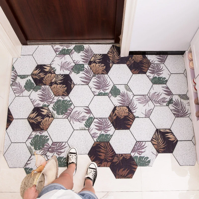 Anti Dust customize DIY discount waterproof floor mat pvc coil Mat 3d Printing carpet pattern doormat Front door mat