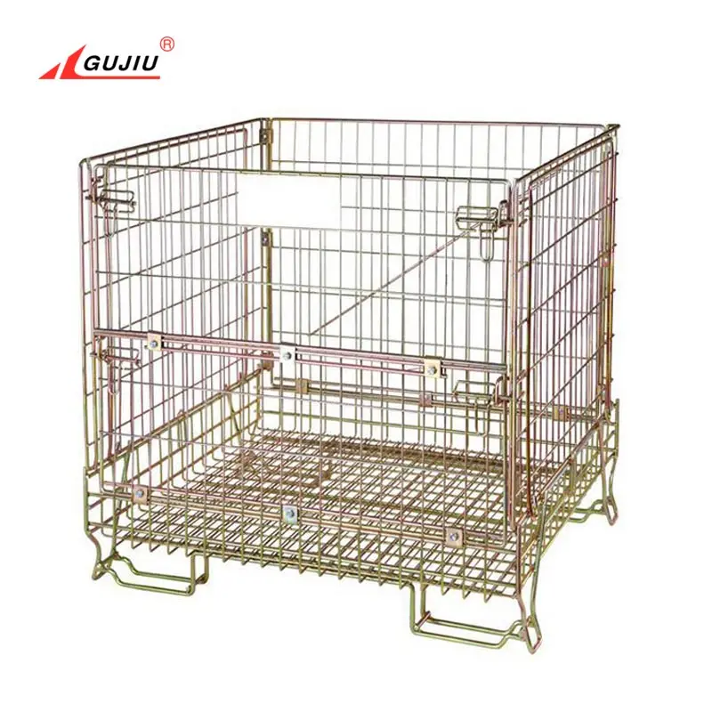 1200X1000 Collapsible European South America Storage Mesh Stackable Wire Cargo Metal Foldable Pallet Cages For Sale