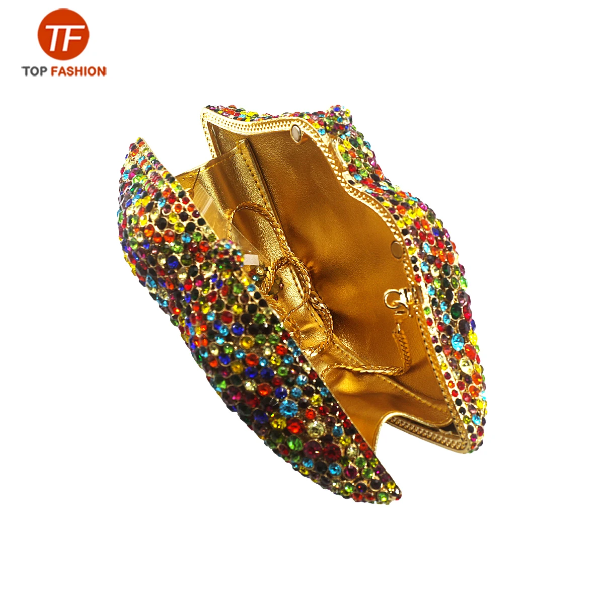 China Factory Wholesales Luxury Crystal Rhinestone Clutch Evening Bag 3D Lip Minaudiere Purse