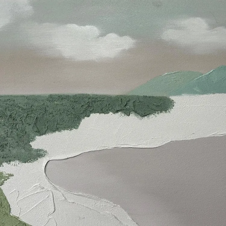 Hand Painted 3D Beach Wave Landscape Wall Paintings Thick Textured Living Room Wall Art Minimalist Abstract Canvas Wall Art