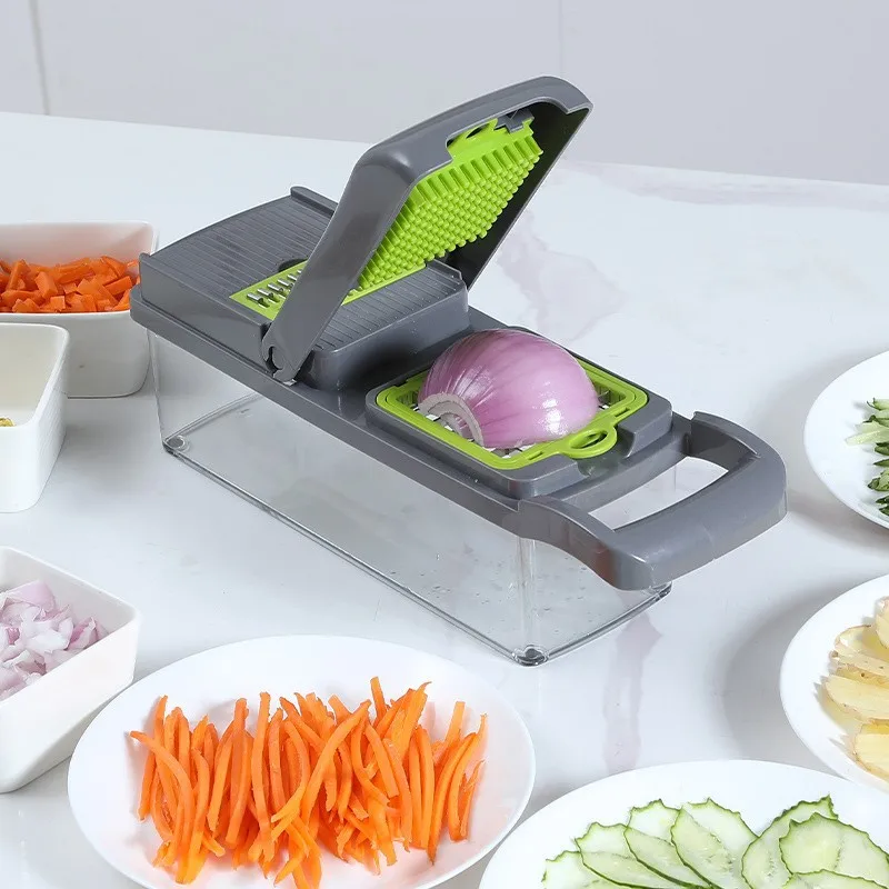 Хит продаж измельчитель лука для пищевых продуктов спиральный овощерезка с 8 лезвиями 12 в 1 ручной овощей контейнером