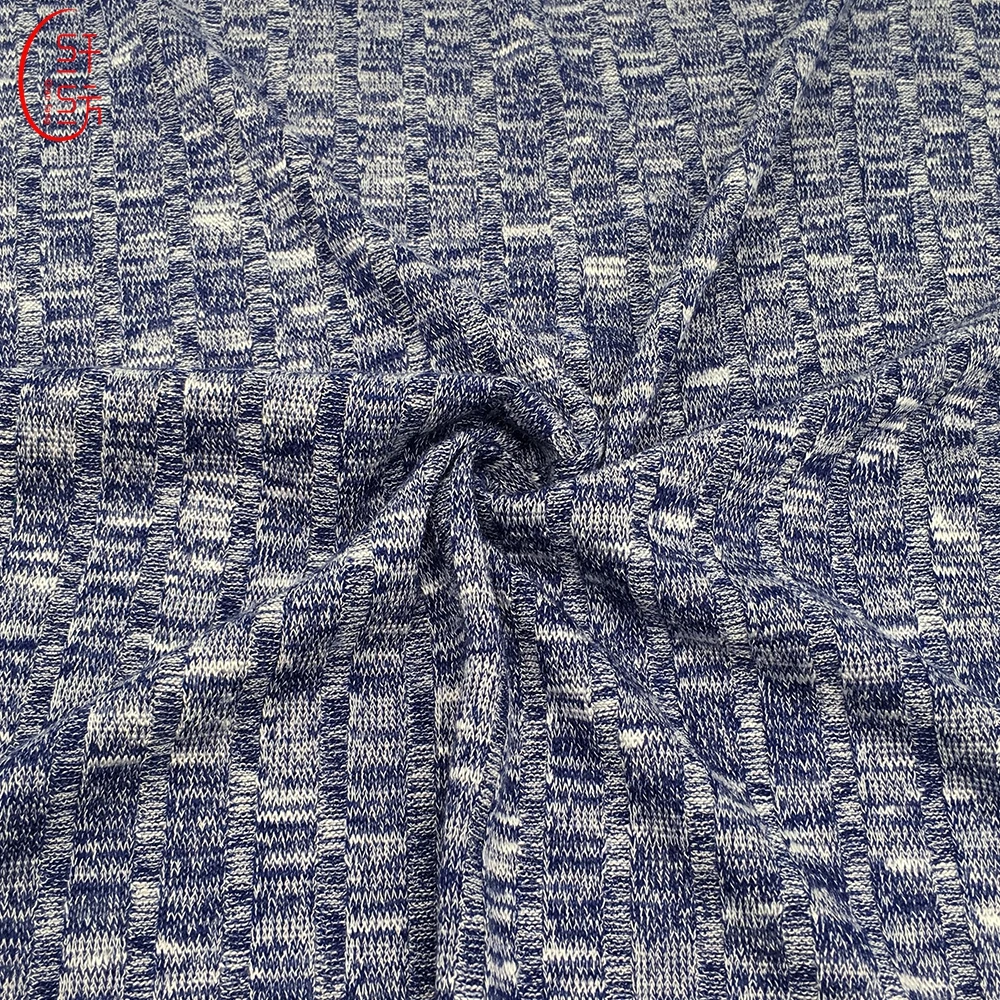 hot sales wide rib knit fabric viscose with melange for dress material