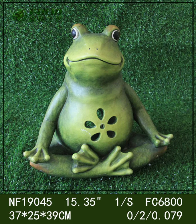 Cute Animal Resin Frog Statue Magnesium Oxide Frog Sculpture Planter for Home Garden Decoration