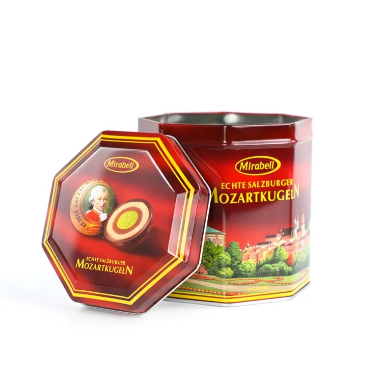 Custom Eco-Friendly Offset Printing Glossy Varnish Metal Coffee Candy Chocolate Tin Can With Lid
