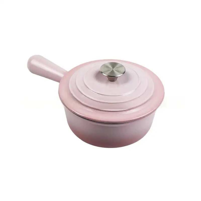 Custom logo Mini enamelled cast iron saucepan 16CM milk stockpot with handle oven Safe kitchen Cookware