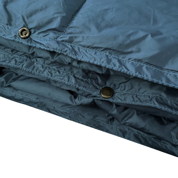 Factory Direct Price Recycled Material Outdoor Packable Printed Throw Down Puffy Camping Blanket Airplane Blanket With Pocket