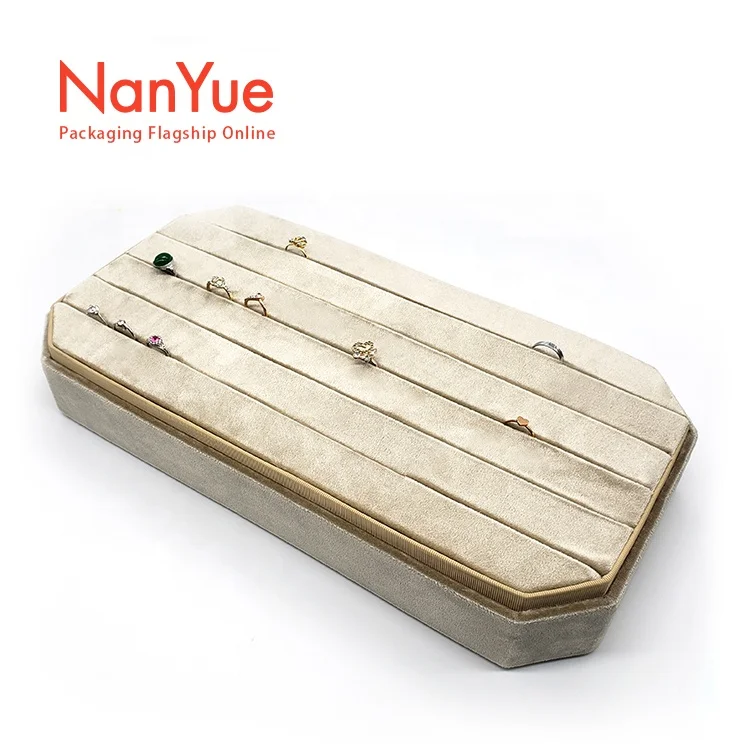 Wholesale velvet jewelry ring tray display box ring tray jewelry tray