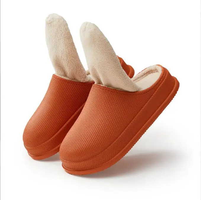 Winter Plush Waterproof Fur Warm Non-skid Indoor Outdoor Floor Slipper Thermal Recycle Eva Material Slippers