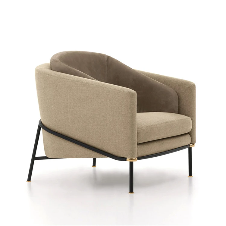 SPARKLE Modern European Style High End leather metal Leisure sofa chair furniture Chair  Living Room Sofa  lounge Chair