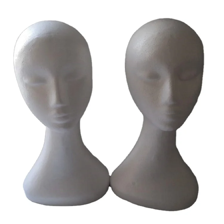 Newest selling long female styrofoam foam mannequin head foam wig display PE head