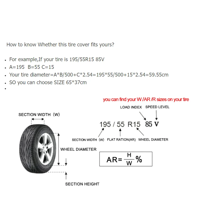 Car SUV universal spare dust tire wheel cover Oxford Cloth Polyester Taffeta