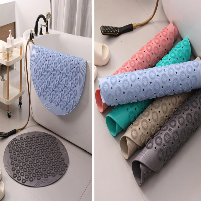 Household Round shape Non-Slip Shower Mat Anti Slip Bath Mats with Drain Hole For Shower Stall