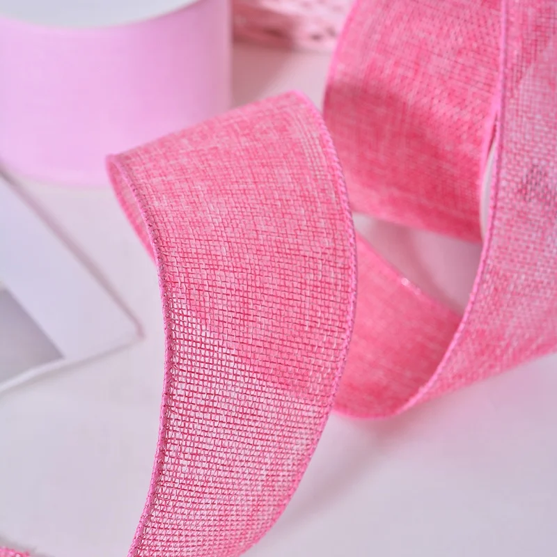 Yama ribbon factory wholesales stock 63mm 10yards solid colors white wired burlap ribbons roll