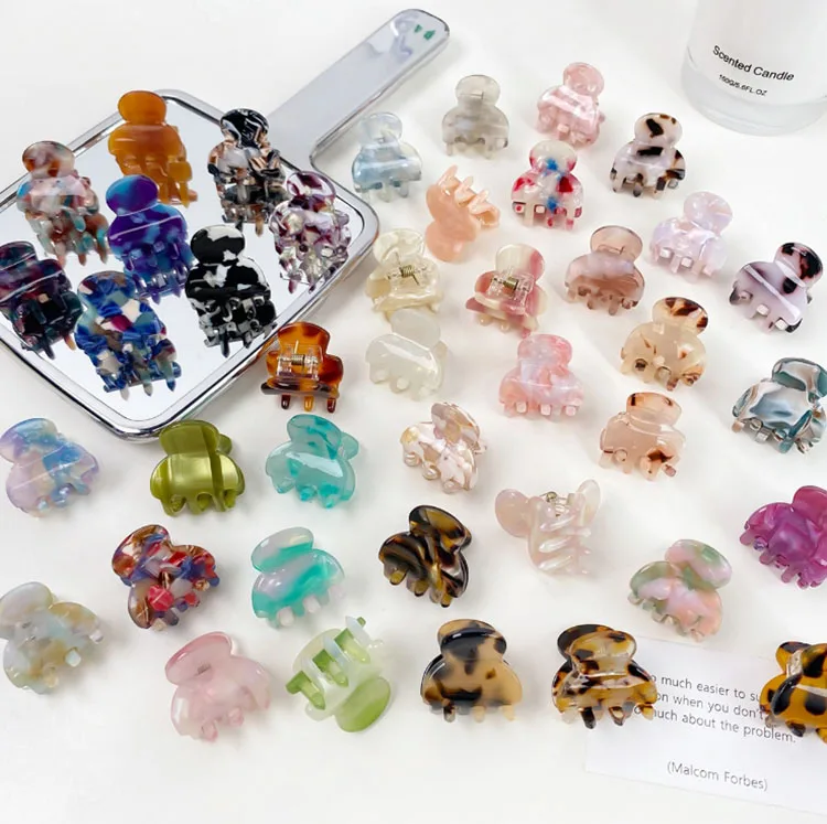 Ins Hot Selling Cellulose Acetate Hair Claw Clips 2.7cm Small Mini Colorful Hair Accessories For Girls