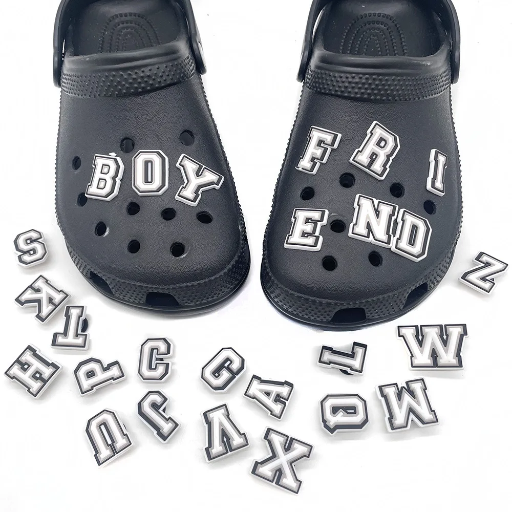 Wholesale PVC soft glue letter clogs shoes charm shoes accessories beach shoes accessories
