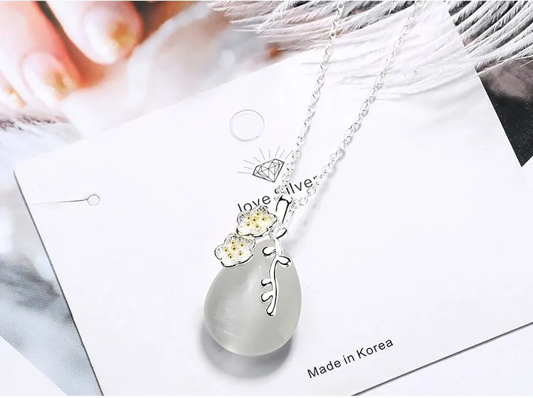 Sterling silver flower and opal women