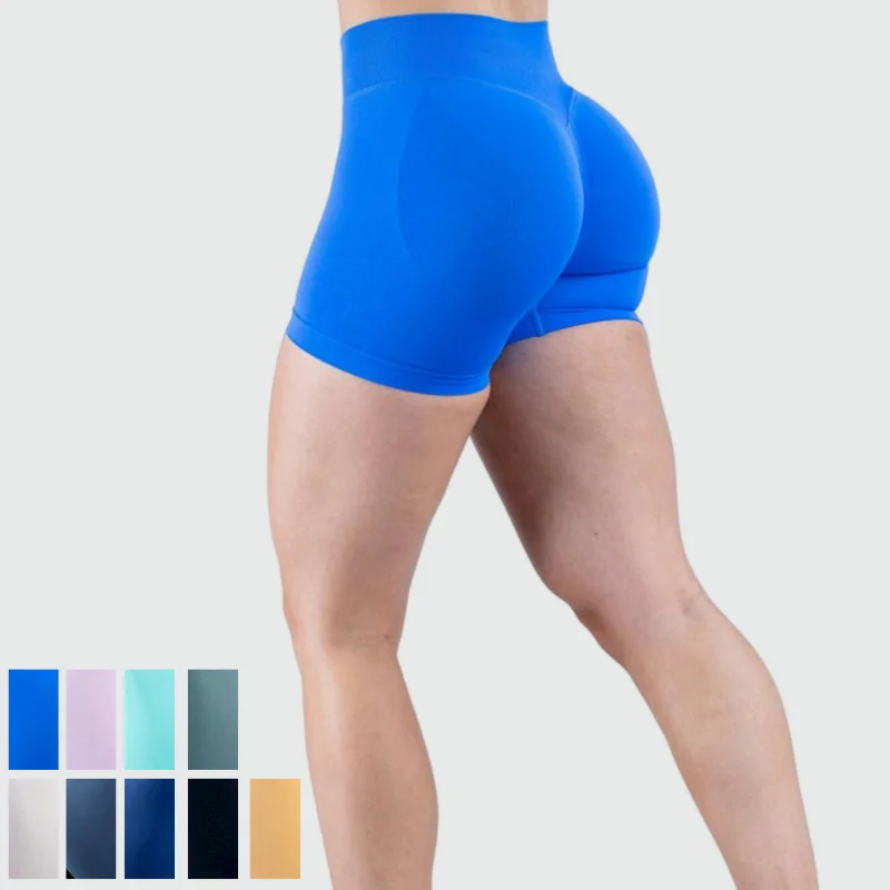 Wholesale low waist scrunch butt shorts seamless impact women active shorts exercise yoga running wear shorts